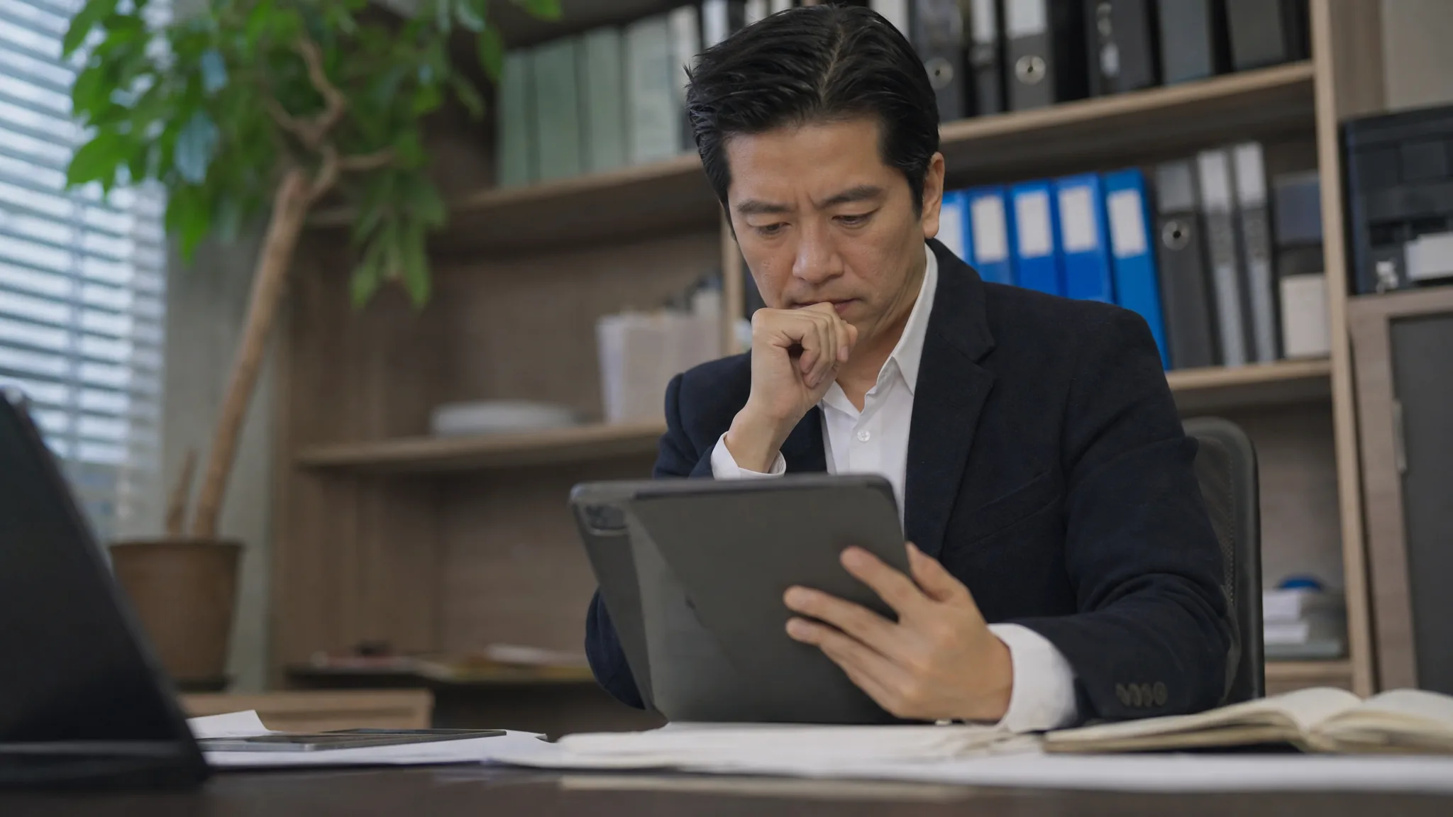 Un professionnel consulte une réglementation sur une tablette